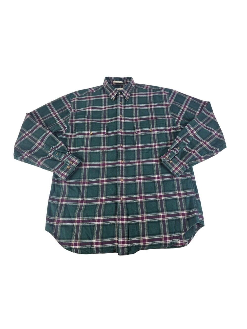 Eddie Bauer Shirt Men's XL Tall Green Plaid Bainbridge Flannel Long Sleeve